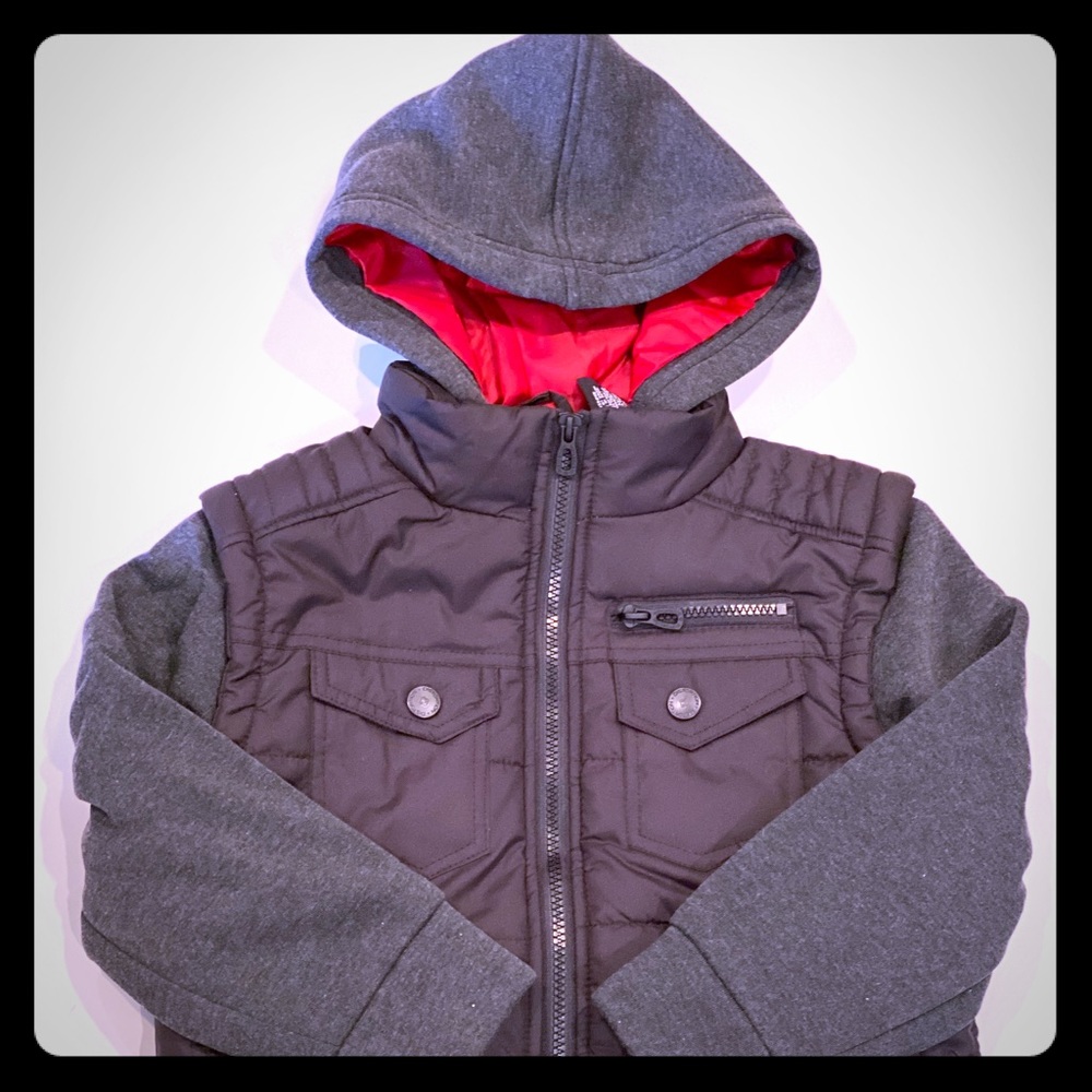 NWT SZ 5/6 BLACK/OXFORD GREY JACKET